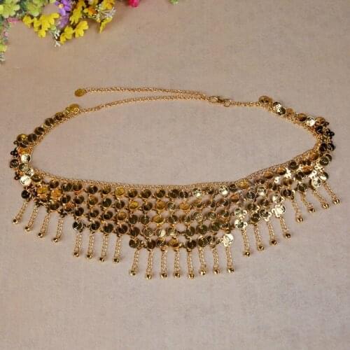 5pcs Tribal coin belt belly dance Round tower metal coins hip scarf gypsy clothes skirt belt indian dress waist chain