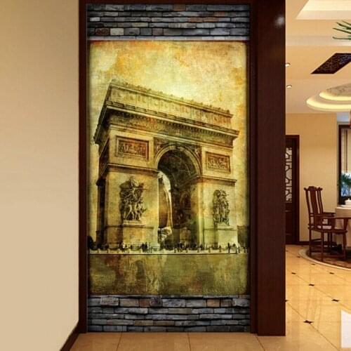 Photo wallpaper Stereo 3D European architecture Triomphe entrance map TV wall mural background wall custom wallpaper