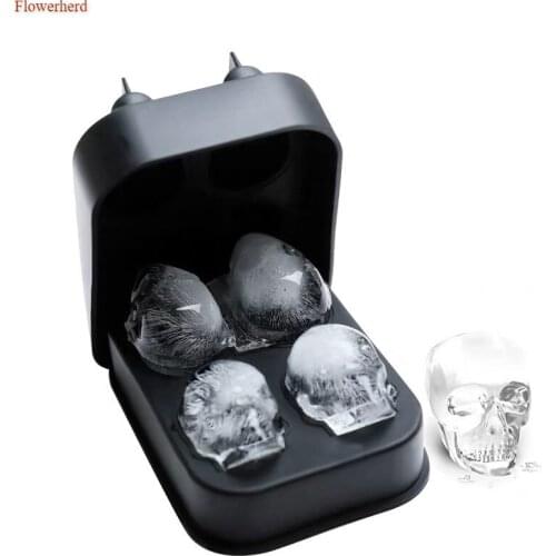 Halloween 3D Skull Shape Mold 4 Pcs Skull Silicone Mold Halloween Decorating Tools Soap Making Tools DIY Soap Mold