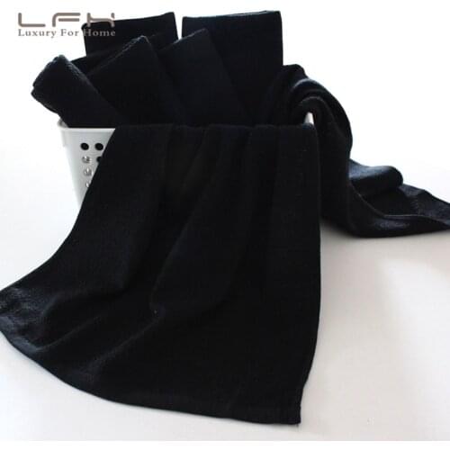 LFH Cotton Bleach Proof Towel Family Black Salons Sport towel Machine Washable wash Face Beach Safe Gym Hand Towel