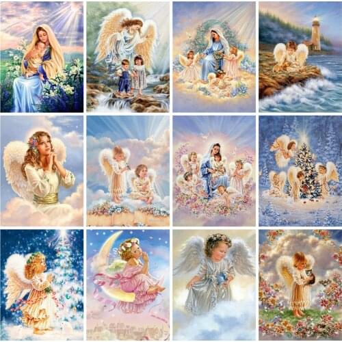 HUACAN Diamond Painting Mosaic Angel Craft Kit 5D Diamond Embroidery Rhinestones Portrait Cross Stitch DIY Home Decor
