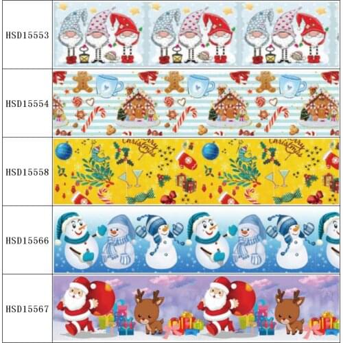 HuangTao 22MM 25MM 38MM 50MM 75mm Printed Pattern on Grosgrain Ribbon for diy ribbon