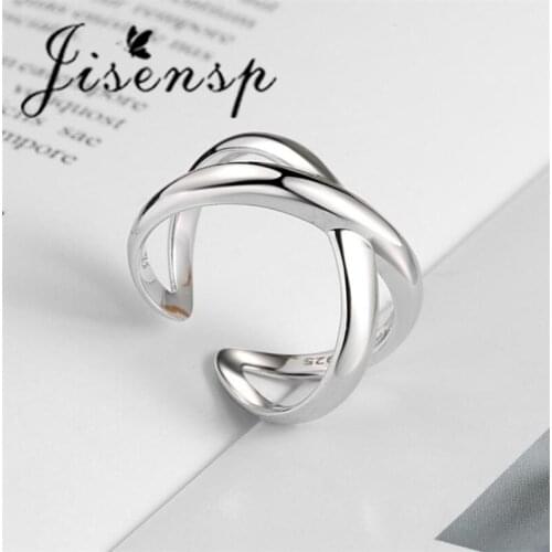 Jisensp Minimalist Hollow X Shape Finger Rings Fashion Creative Cross Couple Ring for Women Personality Engagement Jewelry Gift