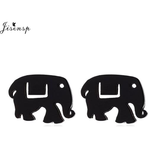 Jisensp Fashion Simple Original Elephant Stud Earrings for Girls Trendy Jewelry Women Stainless Steel Animal Earrings Gold