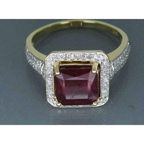 LANMI Fine Jewelry Vintage Solid 14Kt Yellow Gold 4.60Ct Heated Red Ruby Gemstone Ring