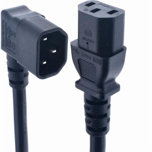 Left Angled IEC 320 C14 Male to C13 Female Cord, C14 Angled to C13 Power Extension Cable For PDU UPS,50cm availables