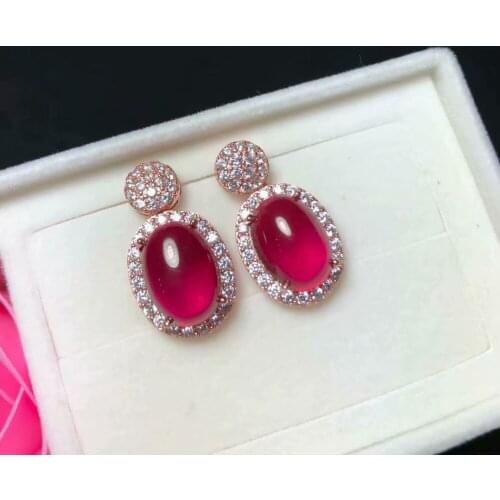 925 sterling silver inlaid red corundum spinel fashion fashion style pack mail