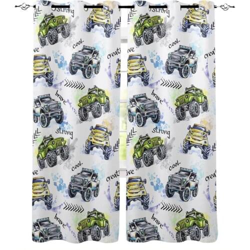 Cartoon Buggy Window Curtains Kitchen Drapes Panel Home Decor Curtains for Living Room Curtains for Bedroom