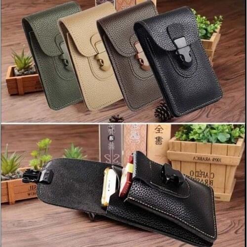 2019 Men Casual Durable Waist Pack Waterproof Leather Multifunction Waist Bags Military Bag Zipper Outdoor Phone Coin Bags