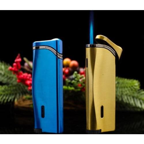 2021 NEW Fashion jet Turbo torch blue flame Butane inflatable gas Cigarette lighter Personalized outdoor metal Windproof igniter