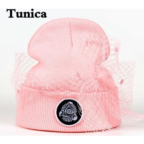 New Fashion Women Lace Fishnet Veil Crochet Knit Skullies Cap Winter Warm Street Beanie Hat Lady Sexy Mesh Dance Party Gorros