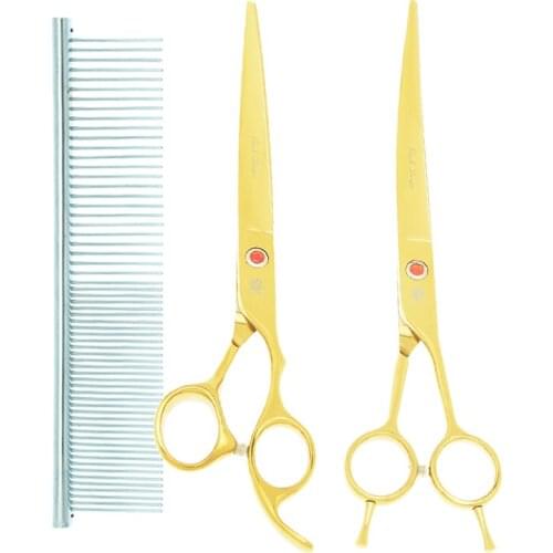 Purple Dragon 8 inch Pet Scissors Straight Curved Animals Cutting Shears Japan Steel Thinning Clippers Dog Grooming Tools B0050B