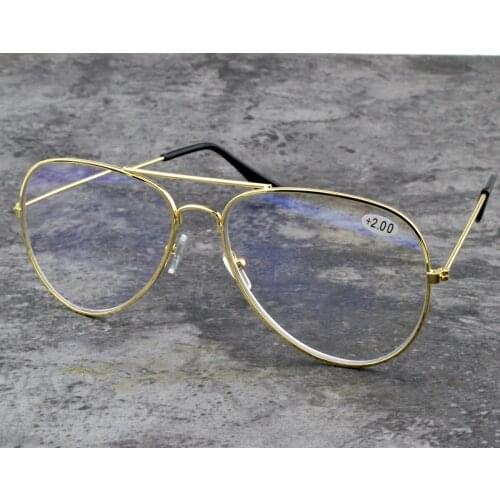 Men Women Progressive Double Bridged Aviation Style Reading Glasses See Far and See Near +1 to +4