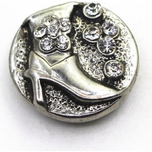 Wholesale 10pcs crystal high heel shoe Snap Buttons fit 18mm Snap Bracelet Bangles DIY Jewelry sport Snap Pendant Charms