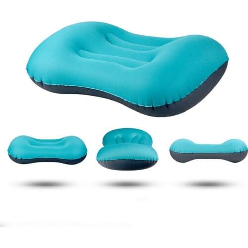 Travel Pillow Air Cushion Inflatable Double Sided Flocking Cushion Camp Beach Car Plane Hotel Head Rest Bed Sleep Pillow