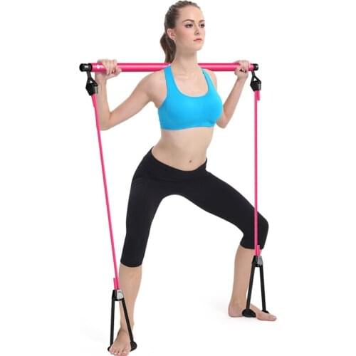 Portable Pilates Bar Kit With Resistance Band Adjustable Pilates Exercise Stick Toning Bar For Fitness Yoga Gym Body Workout