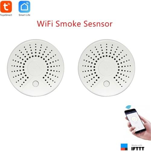 Smart Life App WiFi Smoke Detector & High Temperature Alarm WiFi Smoke Sensor No Hub Required Work with IFTTT Battery Included