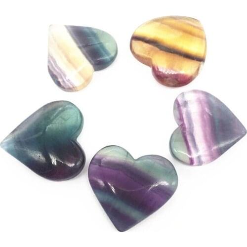 Natural Rainbow Fluorite Heart Shaped Crystal Gemstones For Decoration