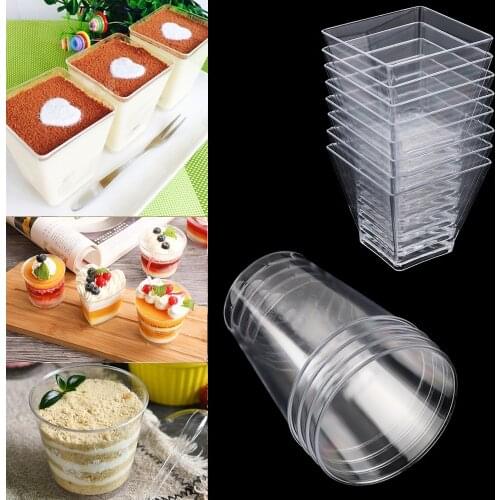 Transparent Cupcake Cup Disposable Mousses Dessert Cups Plastic Jelly Yogurt Baking Cups Pudding Boxes Kitchen Mould Reusable