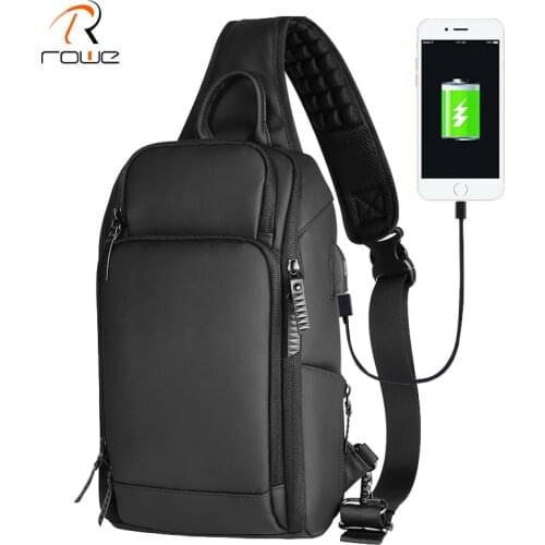 Rowe Fashion Men Crossbody Bag Anti-theft USB Charging Waterproof Shoulder Bags Fit For 9.7 Inch iPad Business Chest Bag For Men