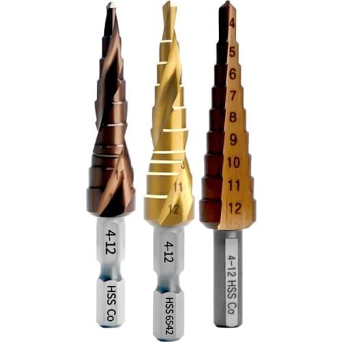 4-12mm 4-20mm 4-32mmHSS Step Hole Saw Drill Bit straight Groove step drill bits Stainless steel hole cutter core drill