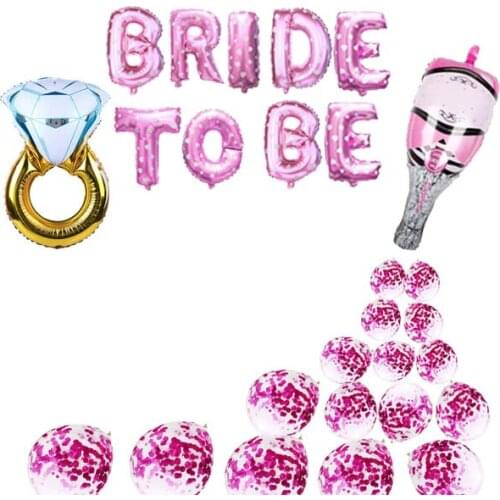 Bridal Shower Kit - Party Supplies Kit include Diamond Ring and Bride to Be Foil Balloon,Pink Champagne Bottle Foil Balloon