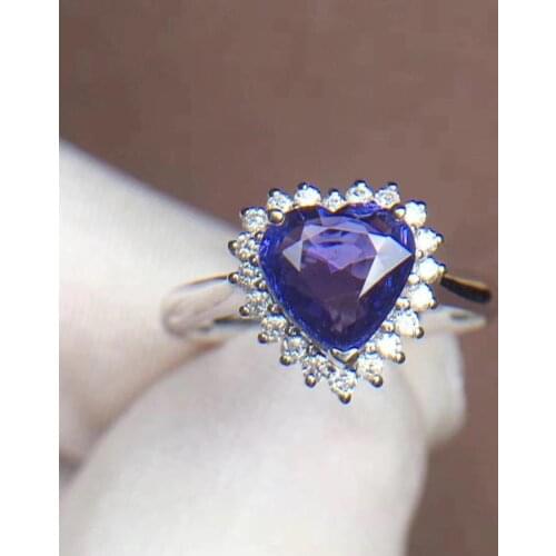 T1210 Blue Sapphire Ring 1.9ct Real Pure 18 K Natural Unheat Light Blue Sapphire Gemstone Diamonds Stone Female Ring