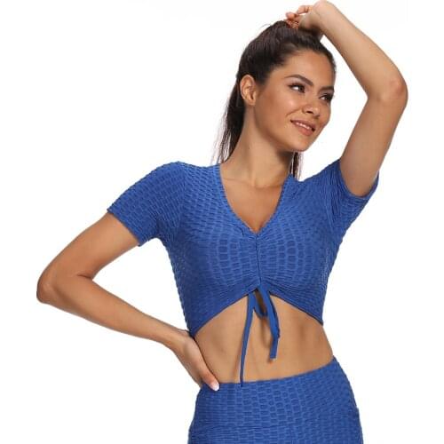 Workout Tank Shirts For Women Short Sleeve Sport Fitness Crop Top Shirt Woman Yoga Shirts Breathable Gym Shirt Women Sportwear