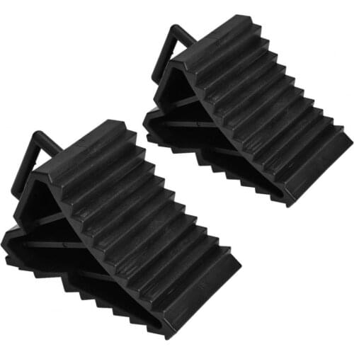 2Pcs Car Wheel Chock Reliable Lightweight Universal Anti-slip Tire Stopper Black Rubber Wheel Wedges Easy Storage for Vehicle