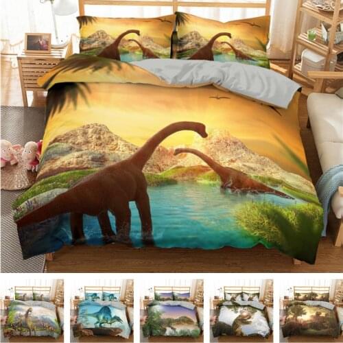 2021 New Pattern 3d Digital Dinosaur Printing Duvet Cover Set 1 Quilt Cover + 1/2 Pillowcases Single Twin Double Full Queen King
