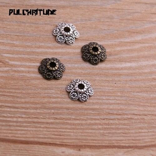 60pcs 4*11*11mm Two Color Bead Caps Charm Hollow Small Flower Pendants Jewelry Accessories DIY Receptacle Charms