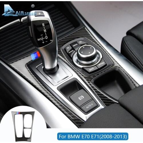 Airspeed for BMW X5 E70 Accessories for BMW X6 E71 BMW E70 X5 Interior Trim Carbon Fiber Car Gearshift Panel Frame Cover Sticker