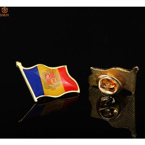 Andorra Gold Plated Enamel Metal National Flag Brooch Suit Tie Lapel Pin Jewelry Badge Patriot Best Gift