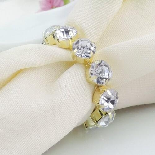 Free Shipping 6PCS Rhinestone Napkin Rings Serviette Holder For Wedding Banquet Restaurant Kitchen Dinnerware Decors Supplies