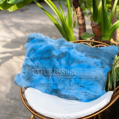 FREE SHIPPING CX-D-13DI Patchwork Pillowcase Rabbit Fur Sofa Cushion Cover Fur Pillow Cover Pillow Case Car decoration