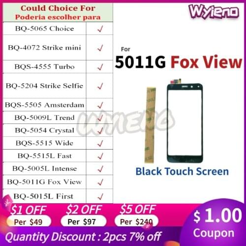 Wyieno Black Sensor For BQ 5011G 5015L 5005L 5515L 5515 5054 5009L 5505 5204 4555 4072 5065 Touch Screen Glass Digitizer Panel