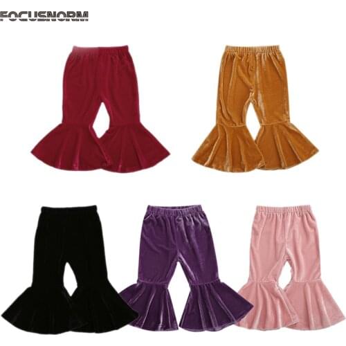 FOCUSNORM 0-6Y Toddler Baby Girls Boys Pants Ruffle Solid Color Velvet Keep Warm Winter Fall High Waist Clothes