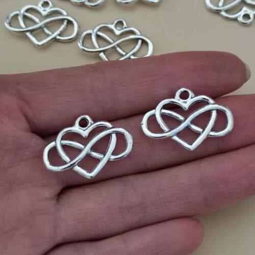 25*18mm Antique Silver Infinity Heart Charms Pendant For DIY Jewelry Making
