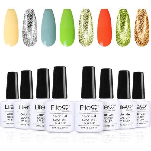 Elite99 8 Pieces/lot Green Color Gel Polish Varnish Hybrid All For Manicure Set Semi Permanent Shiny Platinum UV Gel Nail Polish