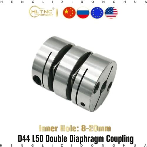 Flexible diaphragm coupling D44 L50 inner diameter 8/10/12/14/15/16/17/18/19/20 mm Plum Shaft Coupling CNC Stepper Motor Coupler