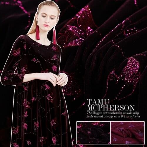 Custom Magnolia gold leaf printing bronzing silk velvet fabric silk velvet cloth Qiaorong clothing cheongsam dress material