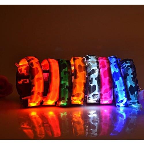 Camouflage Waterproof Battery LED Dog Collar Anti-Lost To Avoid Car Accident Dog Collar Tie LED Supplies Pet Supplies