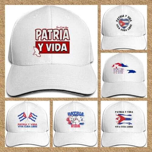 Patria Y Vida Viva Cuba Libre Sandwich Cap Unisex Trucker Dad Hat Adjustable Casual Sports Sun Hat for Mens Womens White