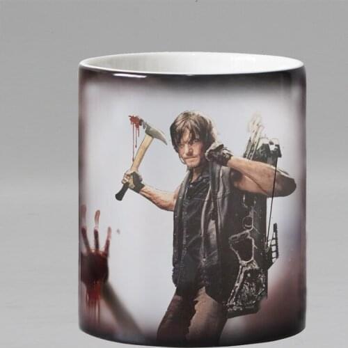The walking dead zombie coffee mugs heat Color changing tea cup Magic Mug gift Daryl was here new design