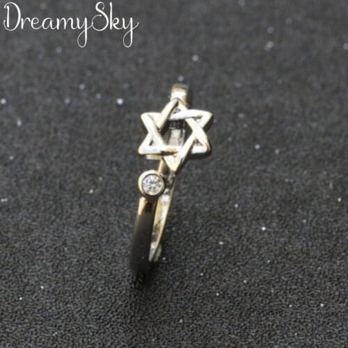 Exaggerated Personality Silver Color David Star Rings For Women Wedding Jewelry Vintage Open Antique Ring Anillos