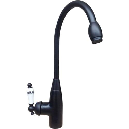 Black Oil Rubbed Brass Single Handle Swivel Spout Kitchen Sink Faucet Cold & Hot Mixer Tap asf109