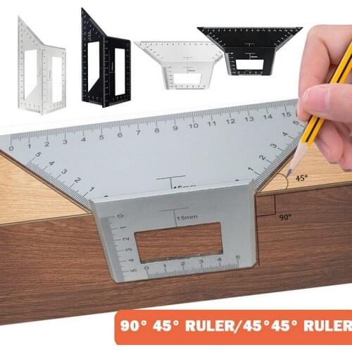 Multi-function Aluminum Alloy T-shaped Combination Ruler 90 Square Ruler Angle Ruler Woodworking Ruler 45 Degree Lined Ruler 1Pc