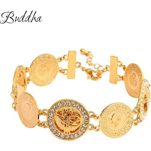Fashion Islam Totem Bracelet Women Gold Color Hand Chain Bangle Wholesale,muslim Arab Middle East Wedding Jewelry