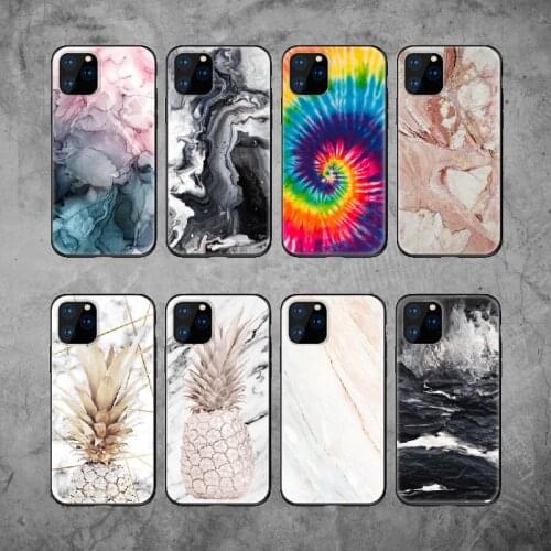 Marble Pineapple Ananas Soft Silicone Black Phone Case Funda For iPhone 12 11 X XS XR Max Pro 6 5S 7 7Plus 8 8Plus
