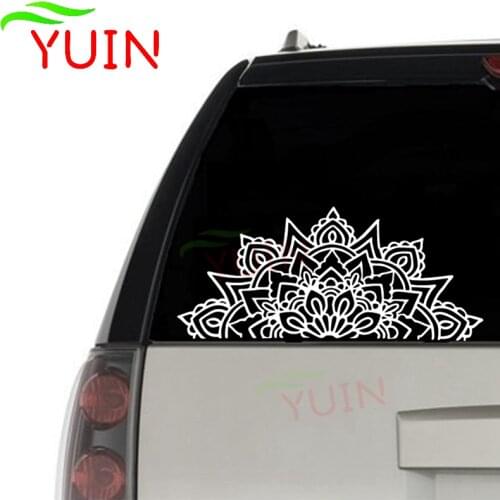 Mandala Decal Half Mandalas Sacred Geometry Laptop PVC Car Sticker Boho Hippie Bohemian Spiritual MacBook Decor Decal 15*6cm